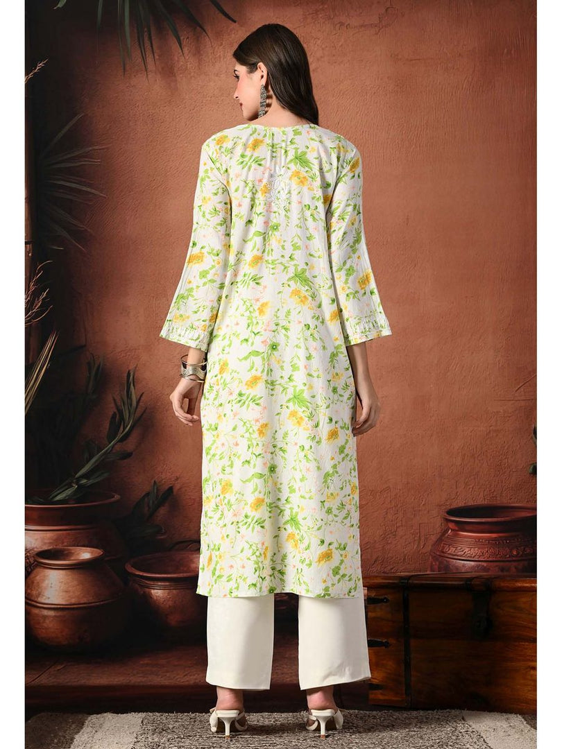 Saheli Mul Mul Floral Chikankari Kurti