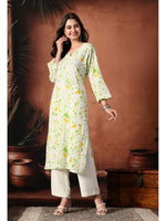 Load image into Gallery viewer, Saheli Mul Mul Floral Chikankari Kurti