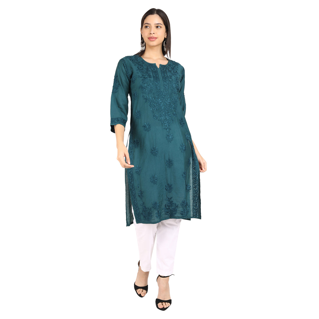 Kyra Chanderi Cotton Chikankari Kurti