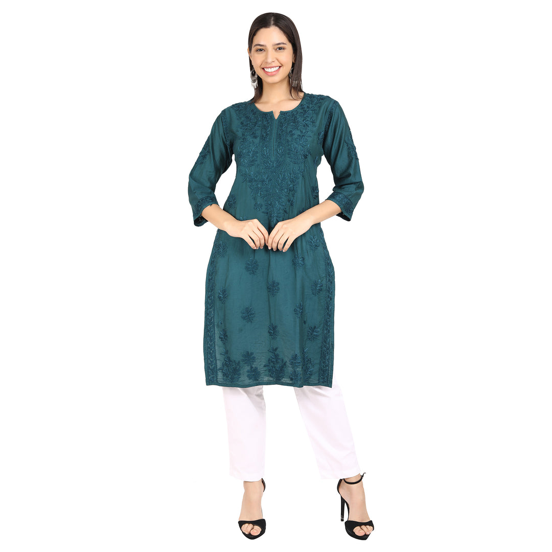 Kyra Chanderi Cotton Chikankari Kurti