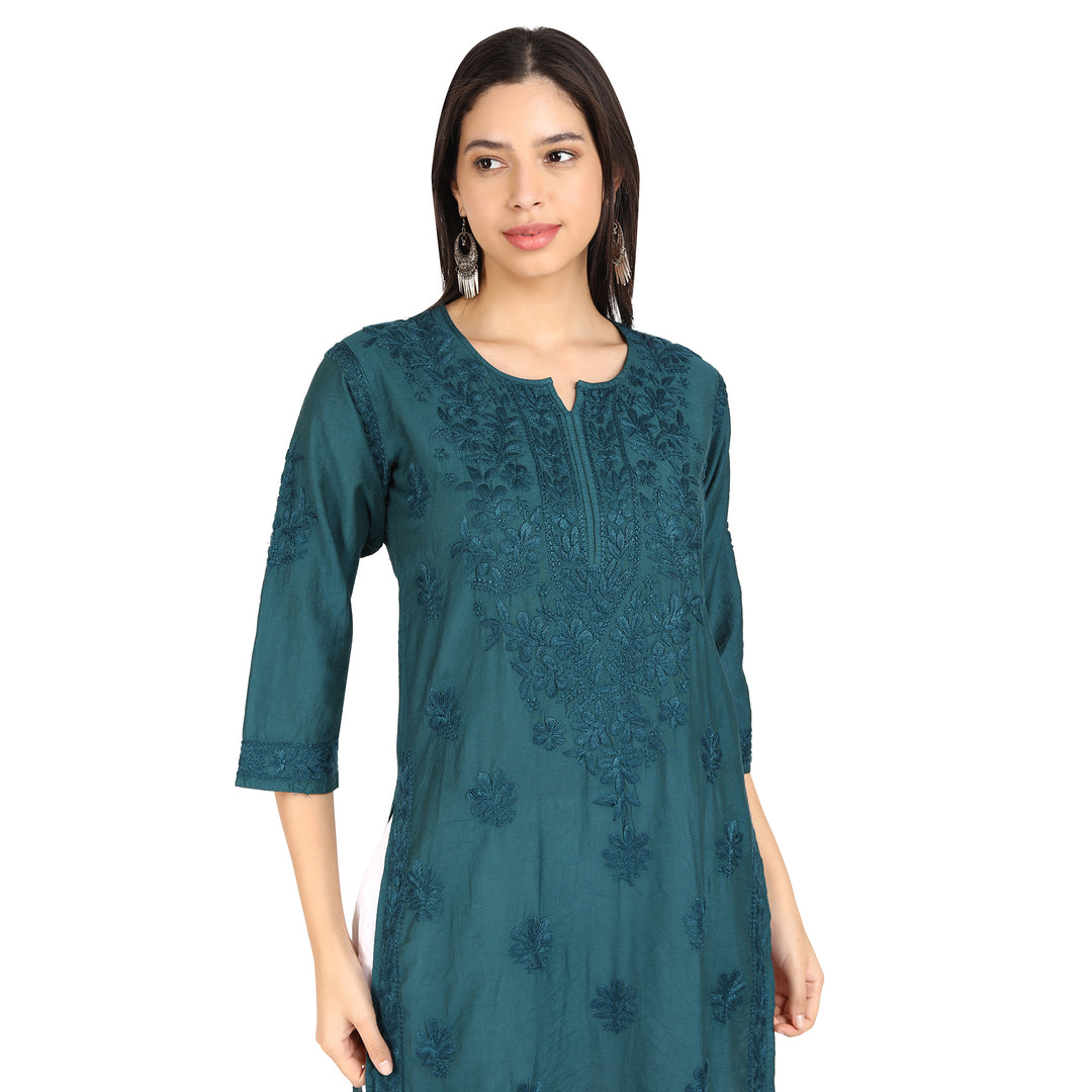Kyra Chanderi Cotton Chikankari Kurti