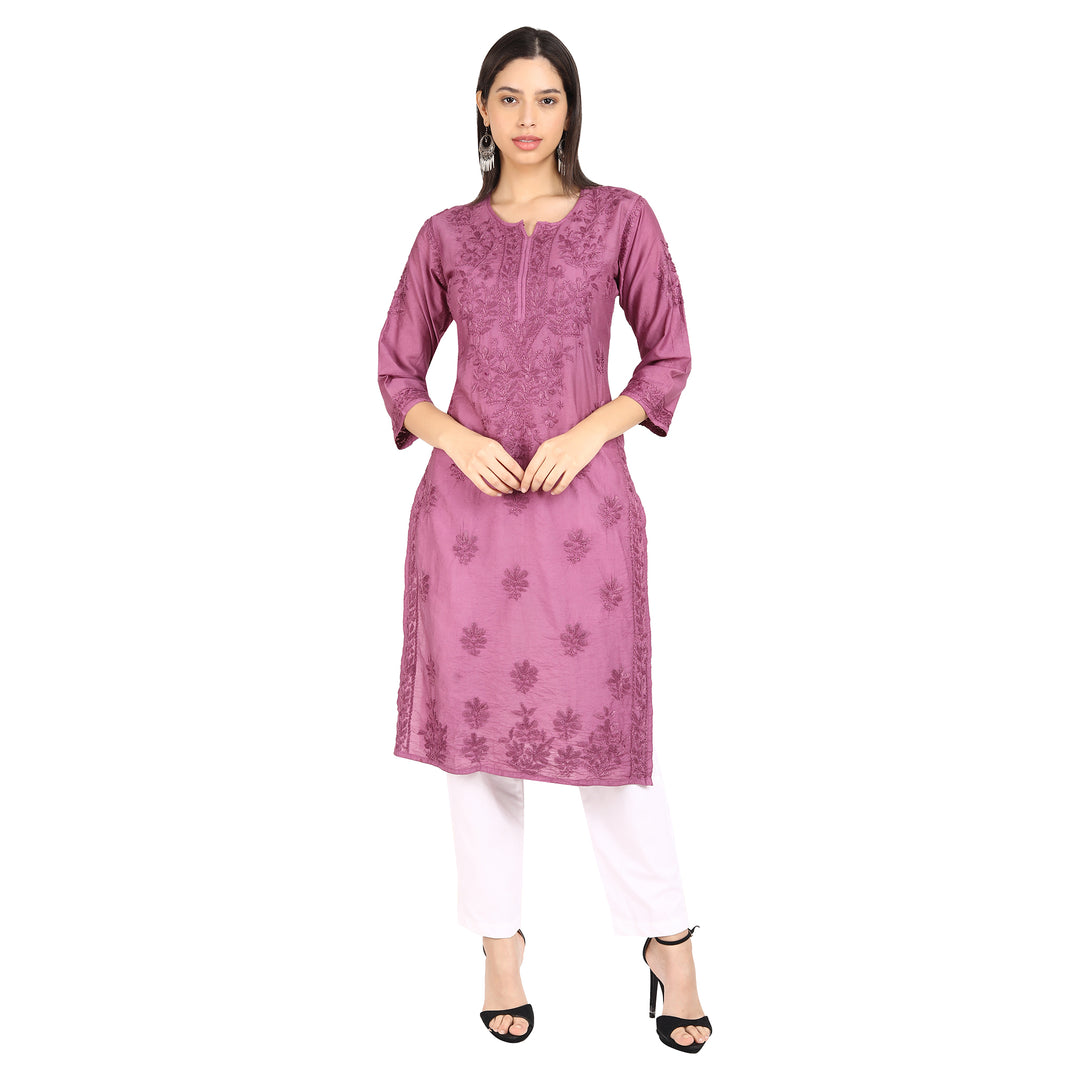 Kyra Chanderi Cotton Chikankari Kurti