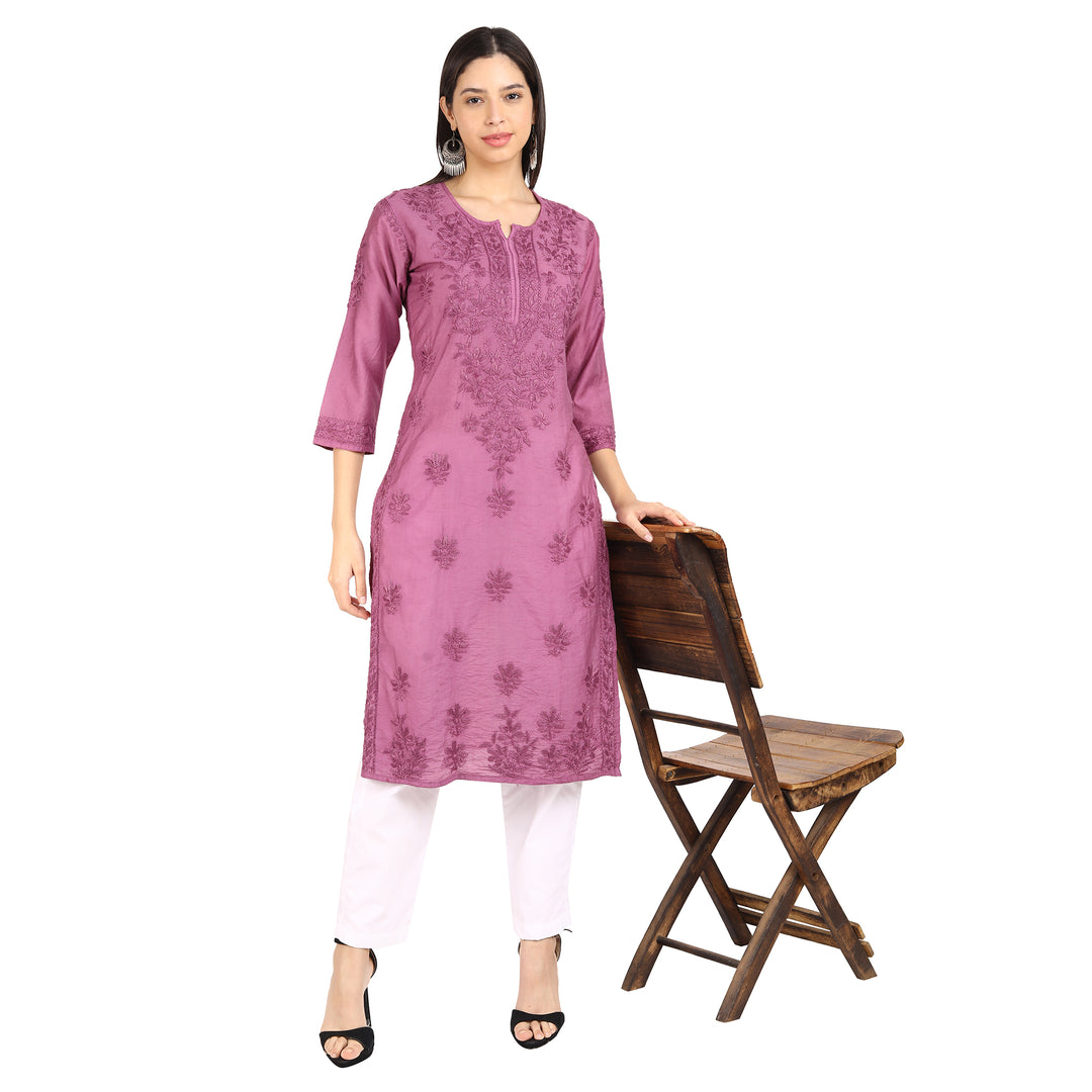 Kyra Chanderi Cotton Chikankari Kurti