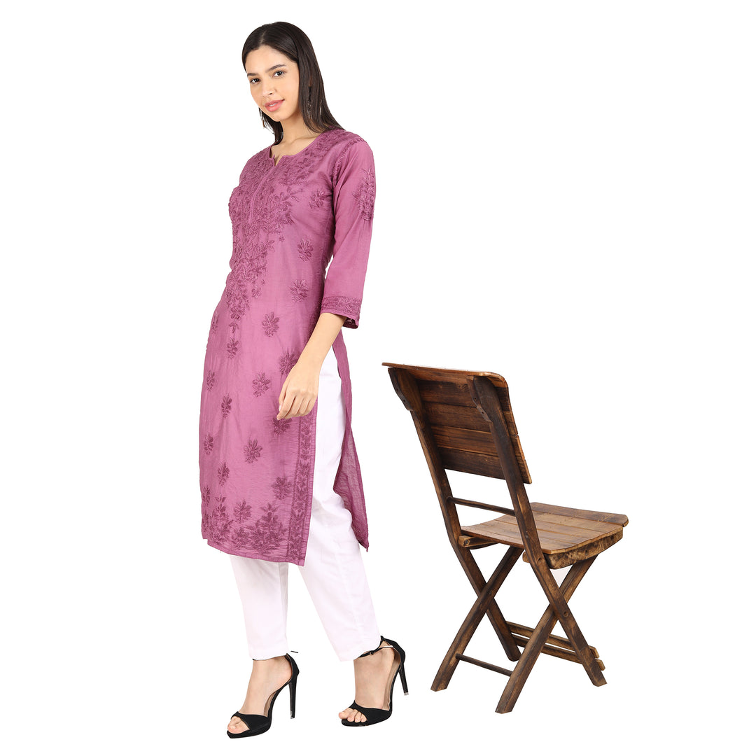 Kyra Chanderi Cotton Chikankari Kurti
