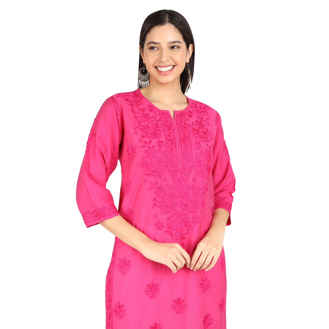 Kyra Chanderi Cotton Chikankari Kurti