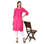 Load image into Gallery viewer, Kyra Chanderi Cotton Chikankari Kurti
