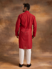 Nawab Mens Hakuba Sequence Chikankari Kurta & Pyjama Set