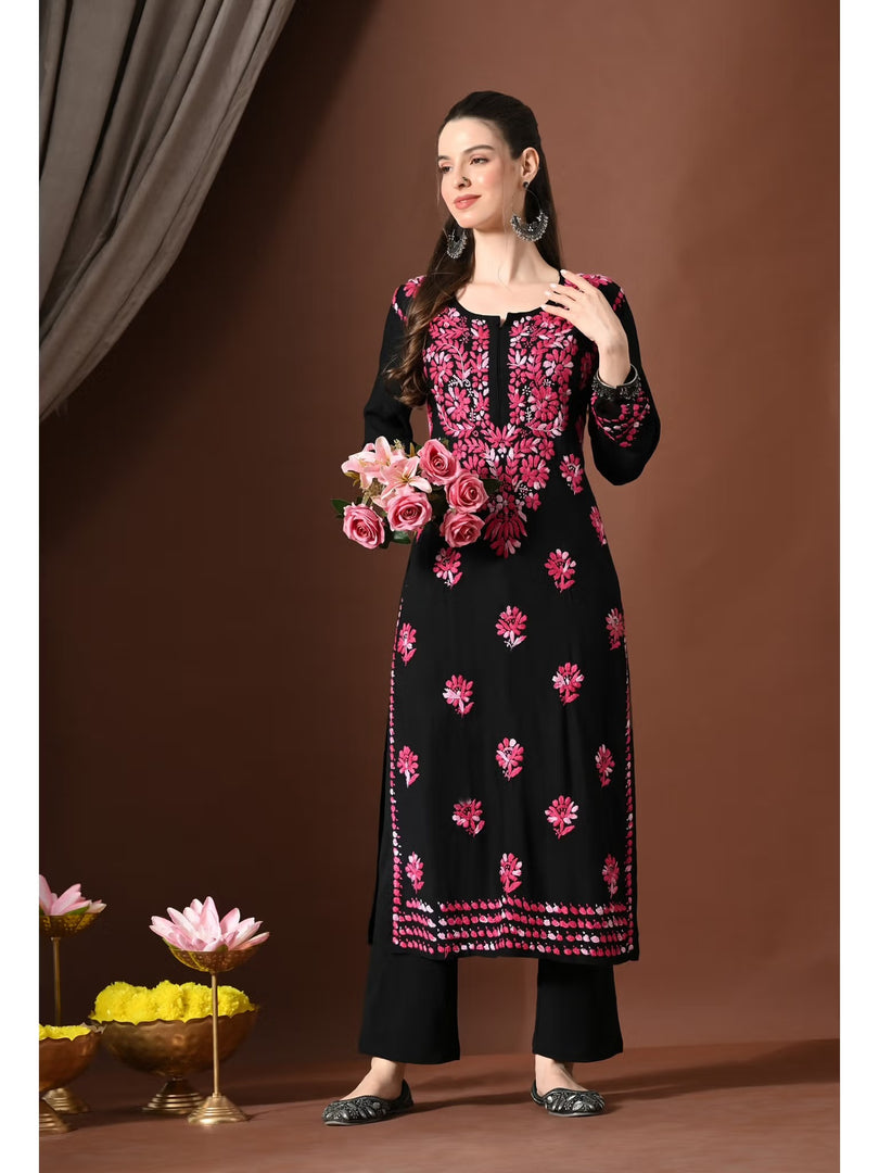 Mahira Rayon Duel Thread Chikankari Kurti