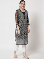 Load image into Gallery viewer, Zara Georgette Black Chikankari Kurta