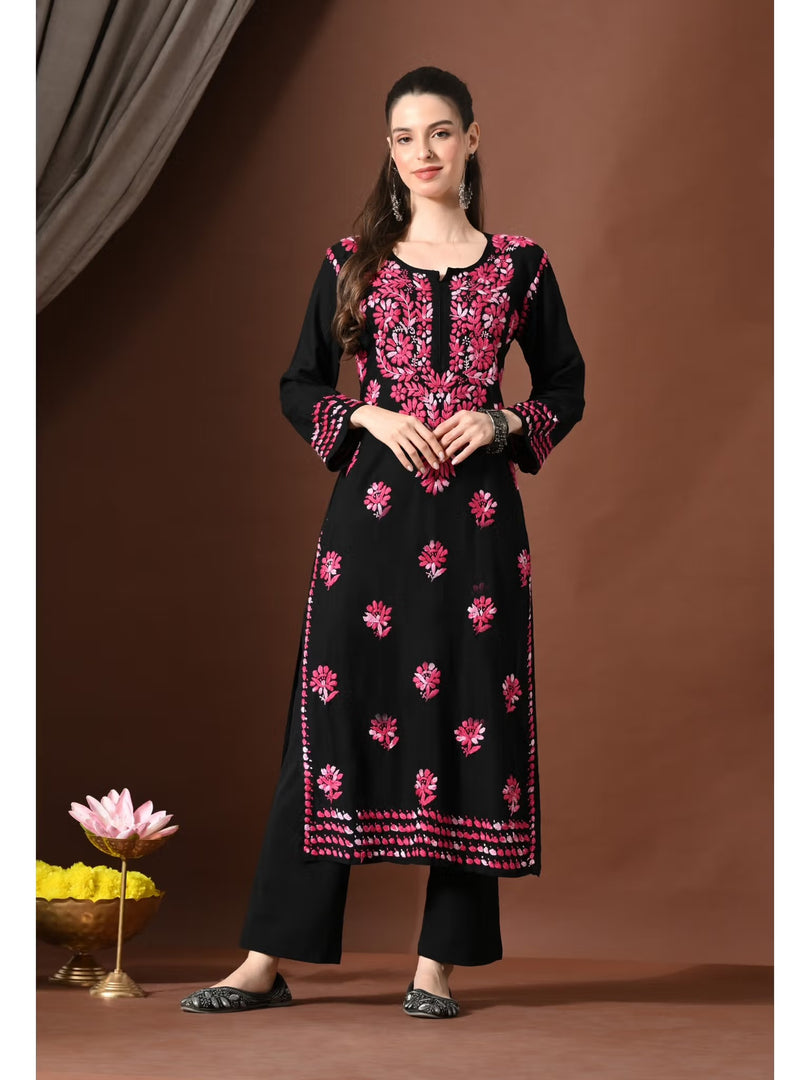 Mahira Rayon Duel Thread Chikankari Kurti