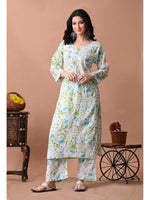 Load image into Gallery viewer, Shaher Floral Mul Mul Chikankari Kurti Set Blue