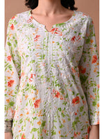 Load image into Gallery viewer, Shaher Floral Mul Mul Chikankari Kurti Set