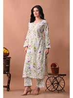 Load image into Gallery viewer, Shaher Floral Mul Mul Chikankari Kurti Set