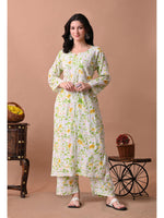 Load image into Gallery viewer, Shaher Floral Mul Mul Chikankari Kurti Set Yellow