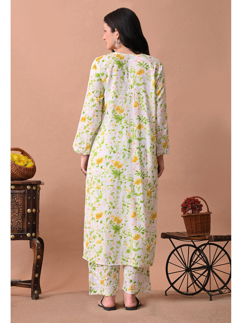 Shaher Floral Mul Mul Chikankari Kurti Set