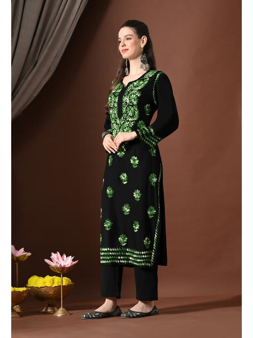 Mahira Rayon Duel Thread Chikankari Kurti