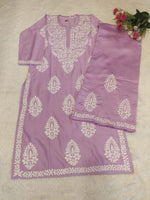 Load image into Gallery viewer, Chanderi Chikankari Kurti Pallazo Set
