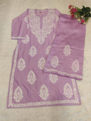 Chitra Chanderi Chikankari Kurti Pallazo Set