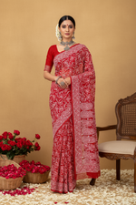 Load image into Gallery viewer, Gulzar Heavy Work Georgette Chikankari Saree
