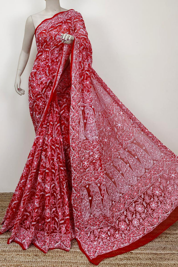 Gulzar Heavy Work Georgette Chikankari Saree