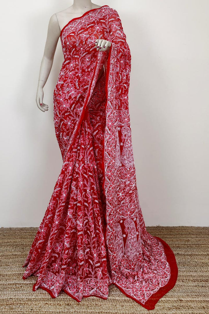 Gulzar Heavy Work Georgette Chikankari Saree