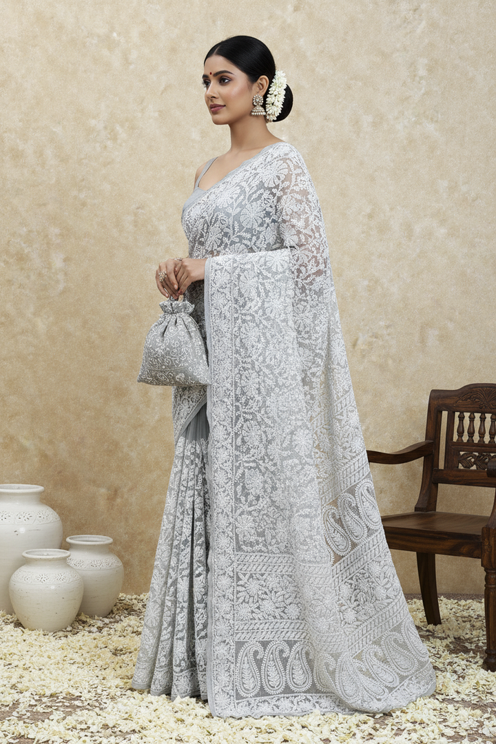 Gulzar Full Jaal Chikankari Saree