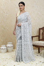 Load image into Gallery viewer, Gulzar Full Jaal Chikankari Saree