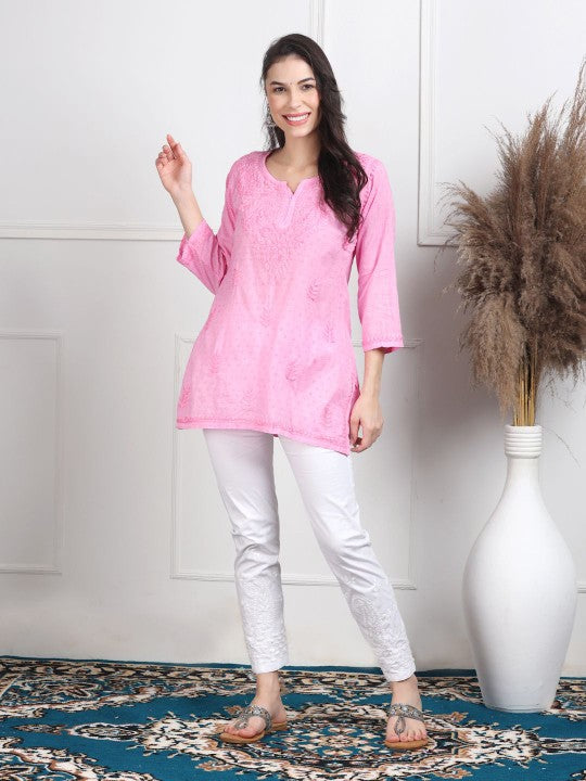 Nalli Dobby Chikankari Short Kurti