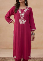 Load image into Gallery viewer, Daftar Rayon Chikankari Solid Women's 2 PC Long Kurta Set
