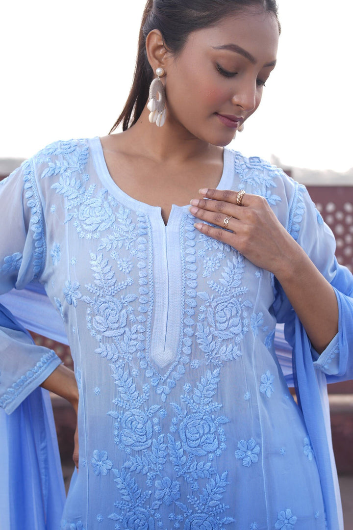 Gulfam Rose Pannel Viscose Kurti Set