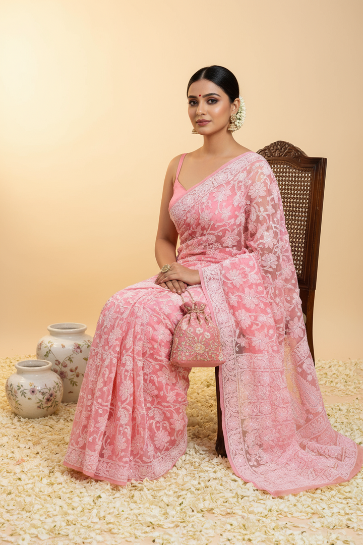 Gulzar Full Jaal Chikankari Saree
