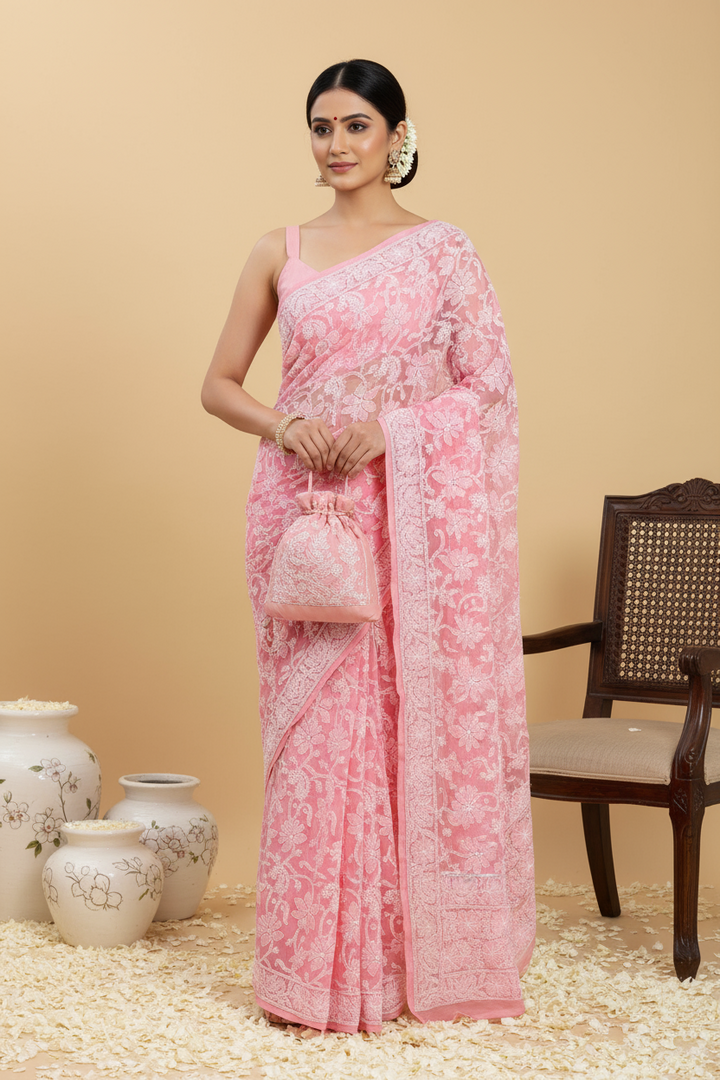 Gulzar Full Jaal Chikankari Saree
