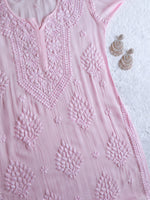 Load image into Gallery viewer, Haya Premium Viscose Luxury Chikankari Kurta Baby Pink