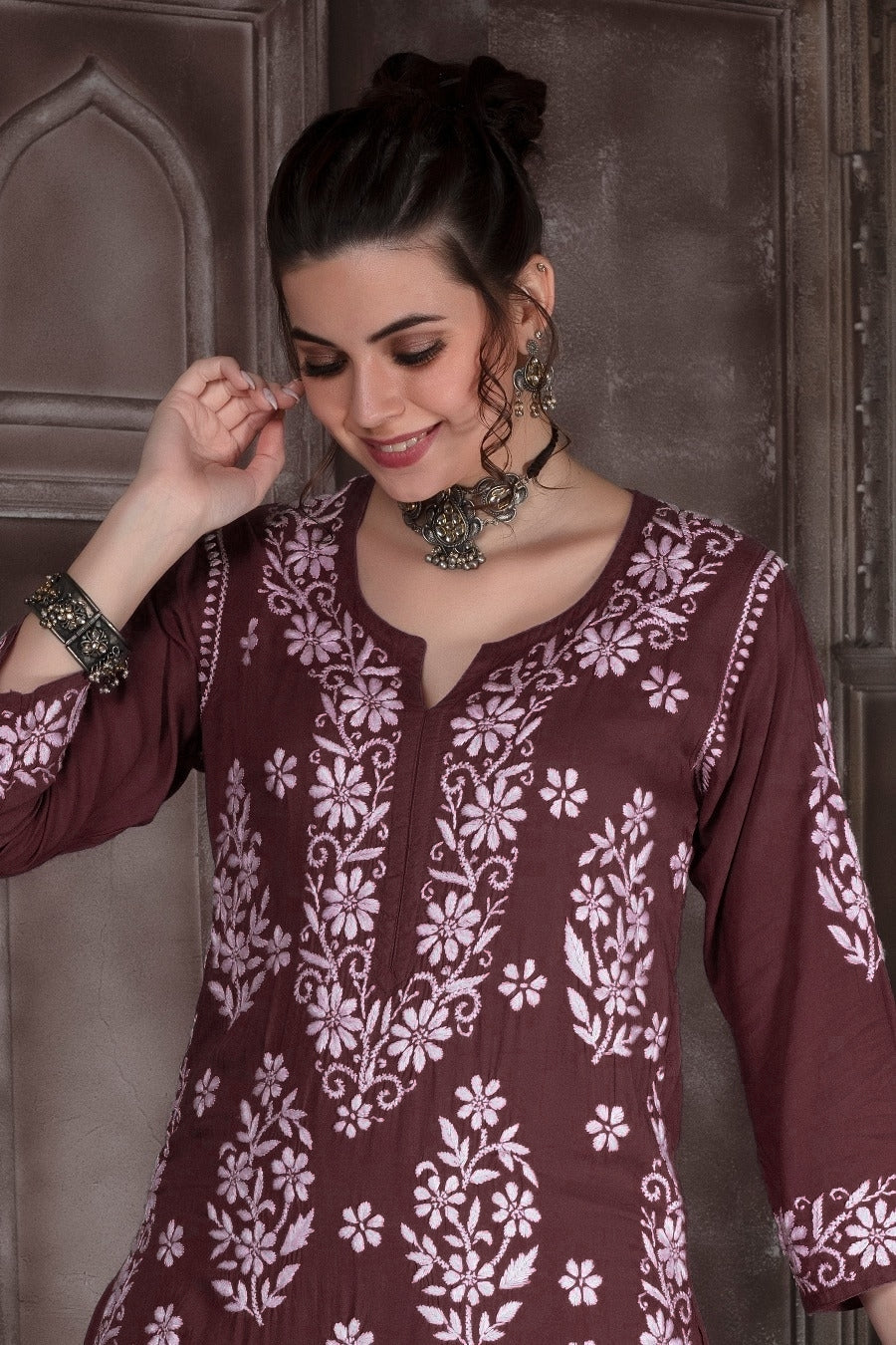 Mohini Modal Chikankari Kurti Set