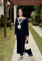 Load image into Gallery viewer, Daftar Rayon Chikankari Solid Women's 2 PC Long Kurta Set