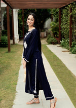 Load image into Gallery viewer, Daftar Rayon Chikankari Solid Women's 2 PC Long Kurta Set