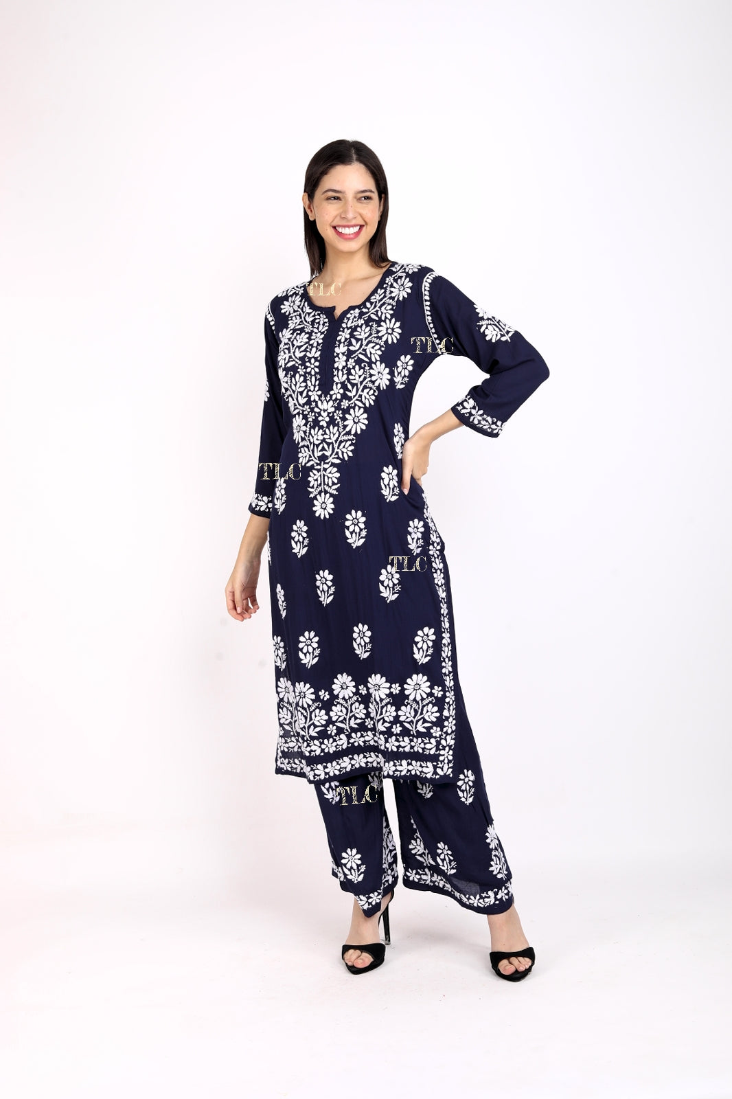 Lali Modal Chikankari Kurti Set