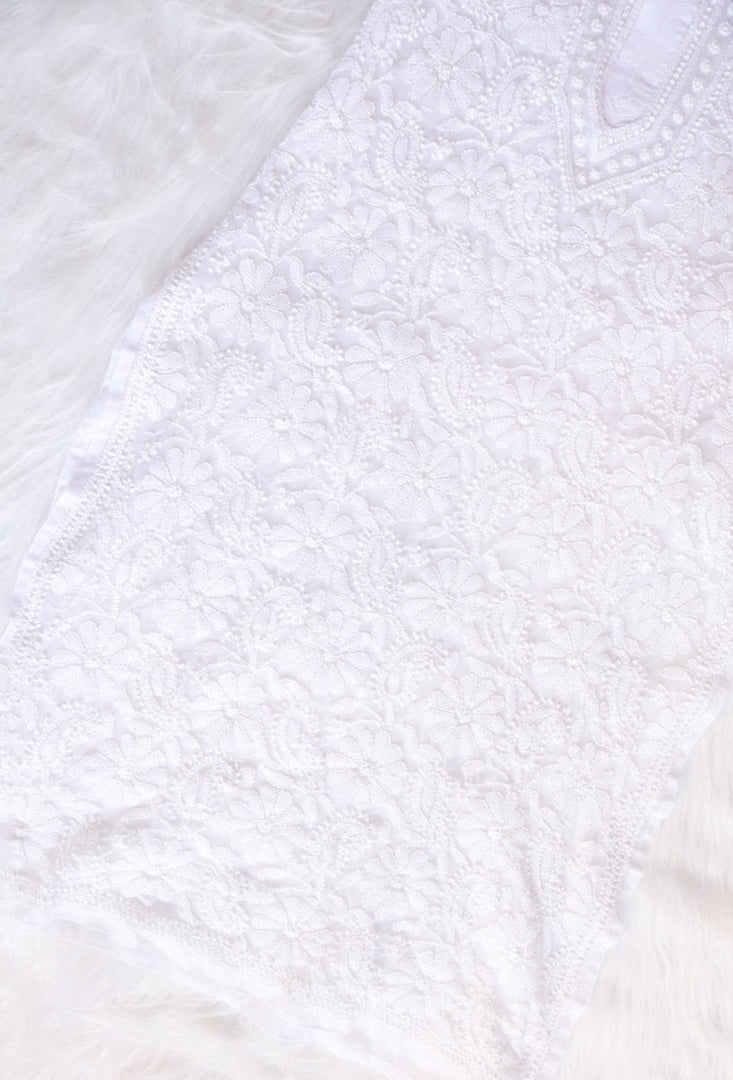 Zara Styled Georgette Chikankari Kurti With White Sharara