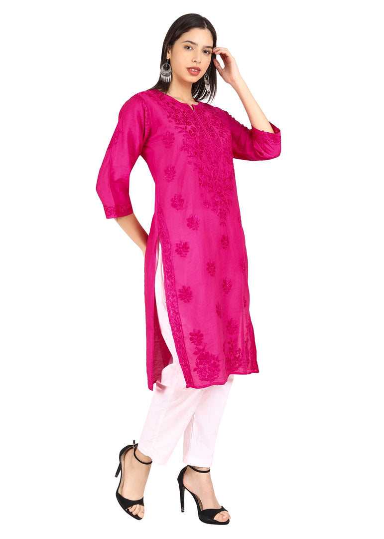 Kyra Chanderi Cotton Chikankari Kurti