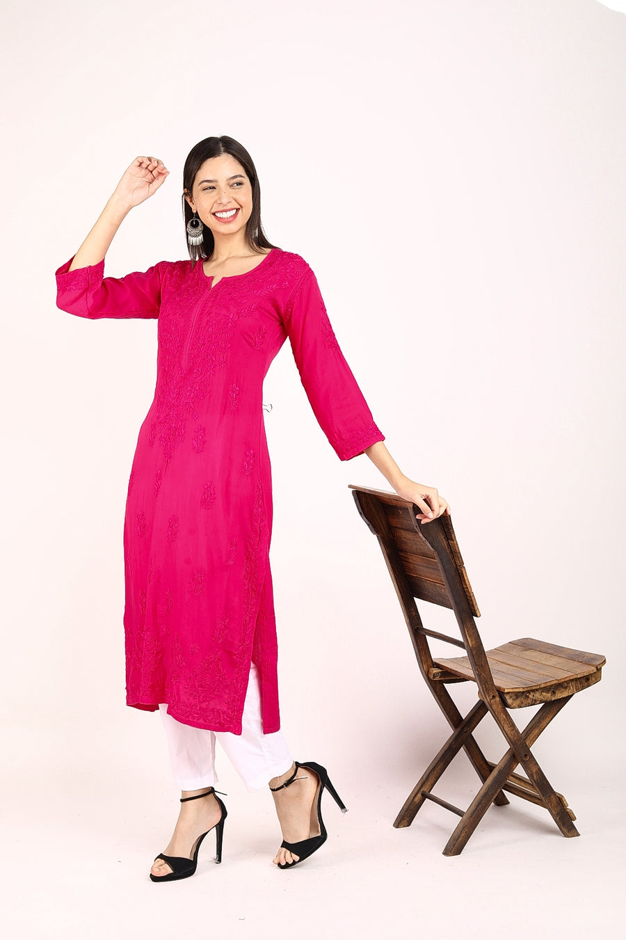 Jugni Modal Chikankari Straight Kurta