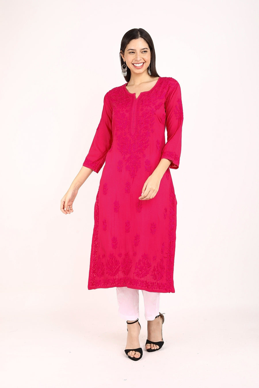 Jugni Modal Chikankari Straight Kurta