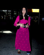 Load image into Gallery viewer, Surmai Viscose Mukaish Chikankari Kurti Magenta-Pink
