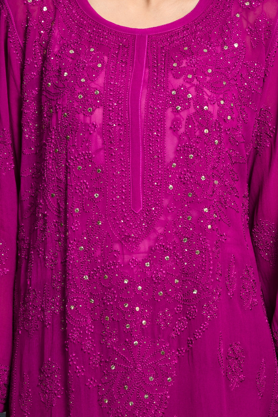 Surmai Viscose Mukaish Chikankari Kurti