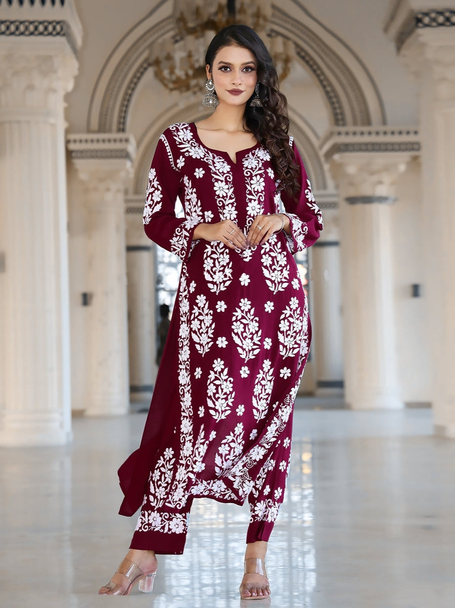 Mohini Modal Chikankari Kurti Set