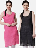 Load image into Gallery viewer, Set Of 2 Long Length Cotton Inners Black Pink WhatsApp To Customize Color Combo
