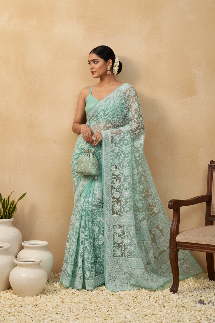 Gulzar Full Jaal Chikankari Saree