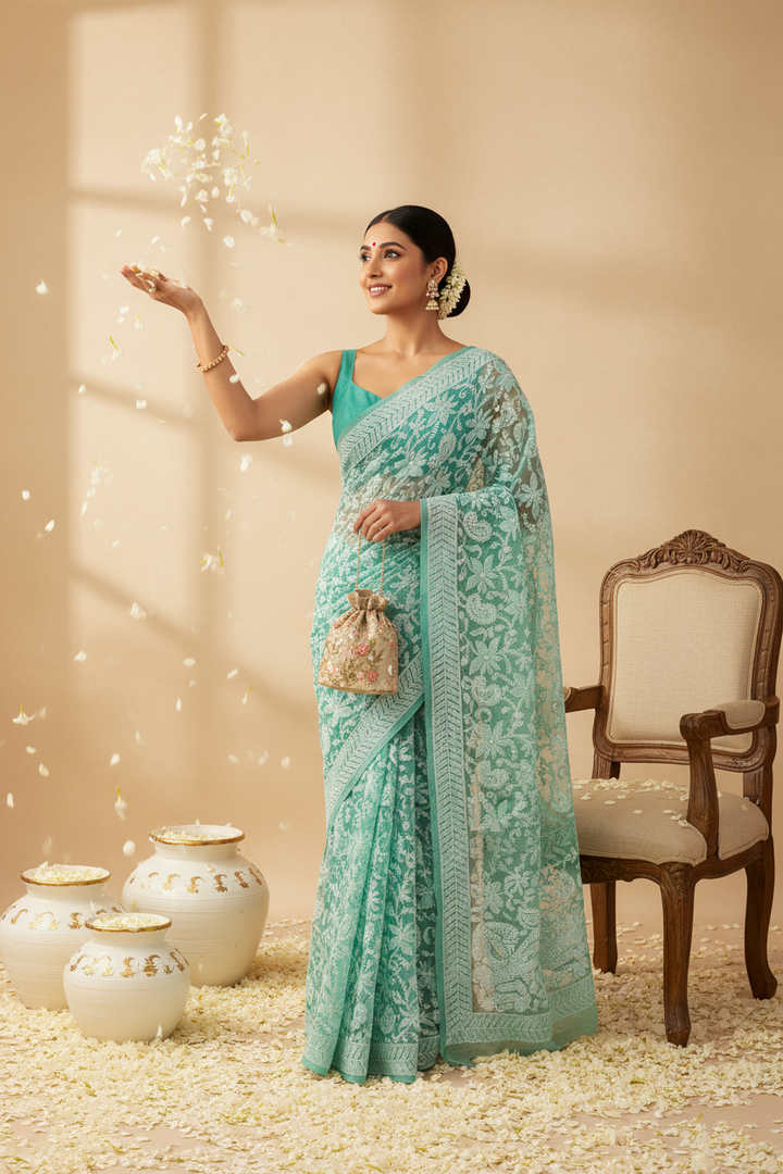 Gulzar Full Jaal Chikankari Saree