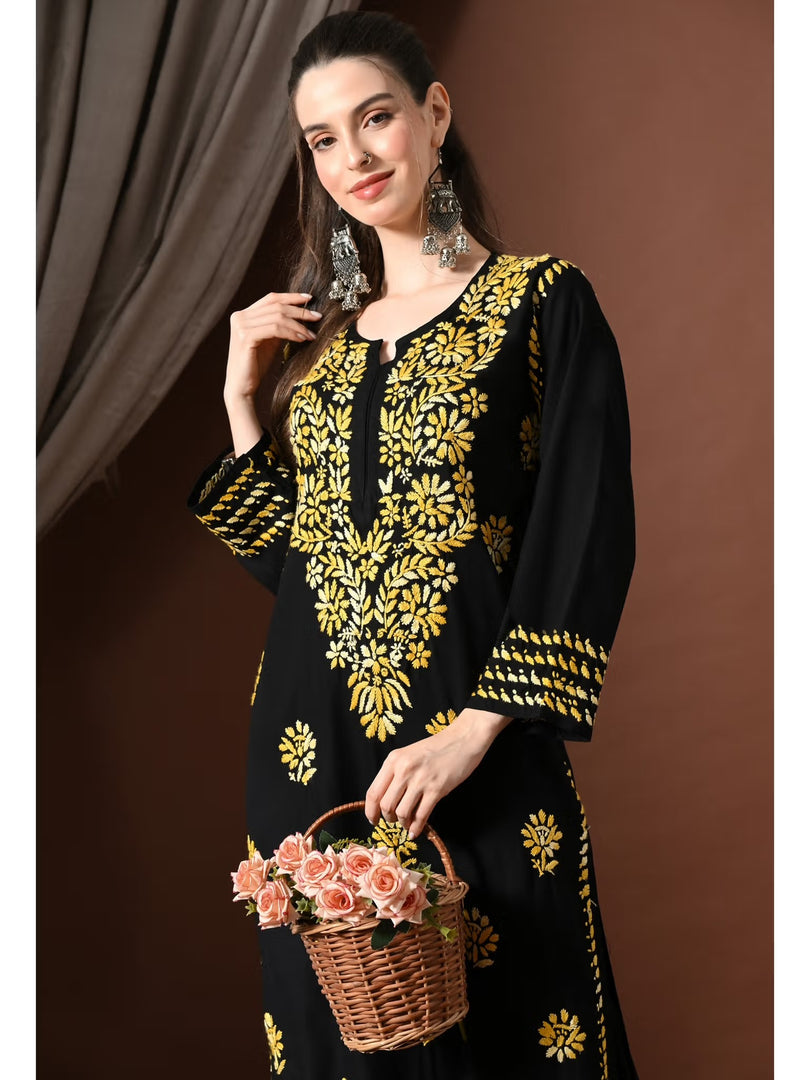 Mahira Rayon Duel Thread Chikankari Kurti
