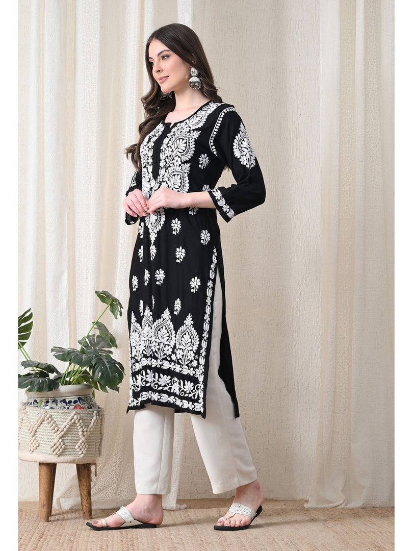 Dhara Modal Chikankari Straight Kurti