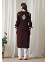 Load image into Gallery viewer, Dhara Modal Chikankari Straight Kurti